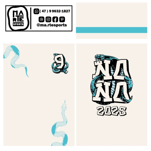 Arte Estampa Camisa Nono Ano Cobra Branca E Azul - Imagem 2