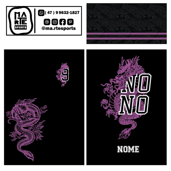 Arte Estampa Camisa Nono Ano Dragão Roxo - Imagem 2