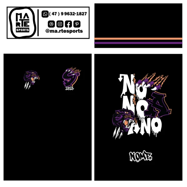 Arte Estampa Camisa Nono Ano Pantera Onça Garra Laranja - Imagem 2