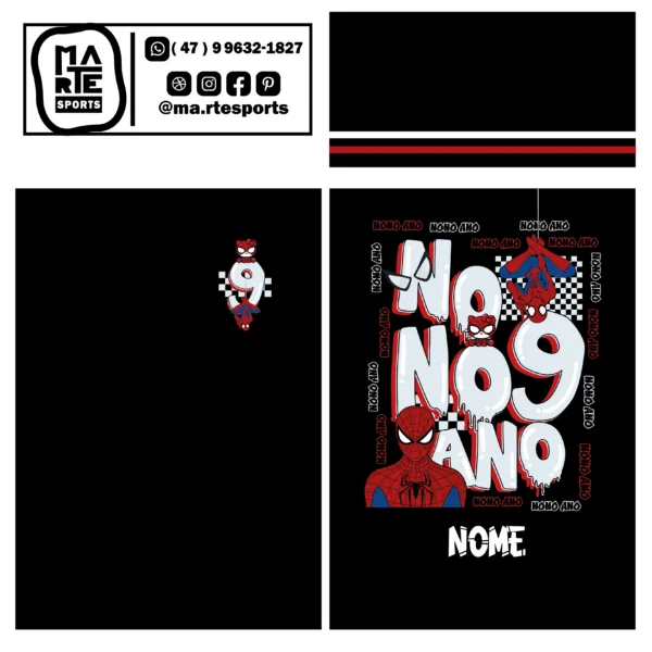 Arte Estampa Camisa Nono Ano Homem Aranha 9 - Imagem 2