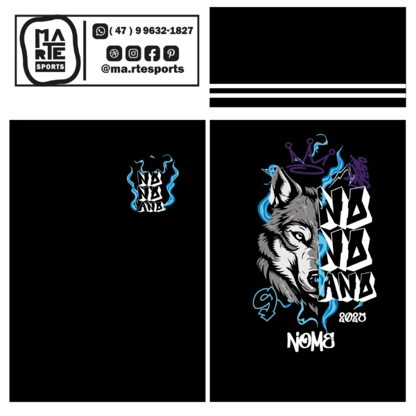 Arte Estampa Camisa Nono Ano Lobo Fogo Coroa - Imagem 2