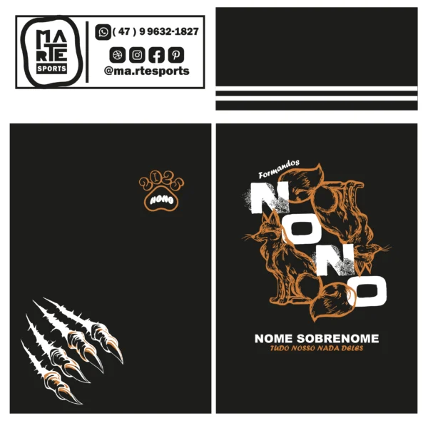 Arte Estampa Camisa Nono Ano Lobo Raposa - Imagem 2