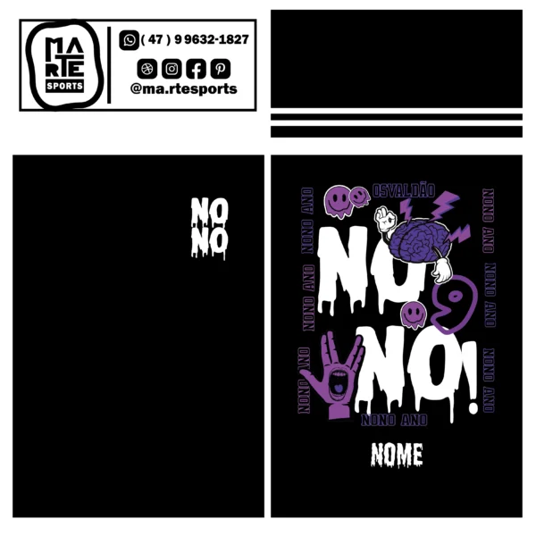 Arte Estampa Camisa Nono Ano Mão Cerebro Emoji - Imagem 2