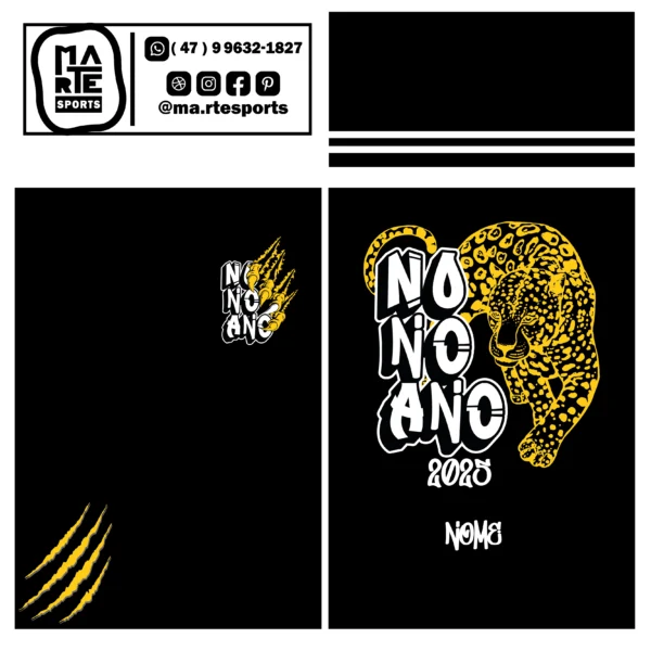 Arte Estampa Camisa Nono Ano Onça Dourada - Imagem 2