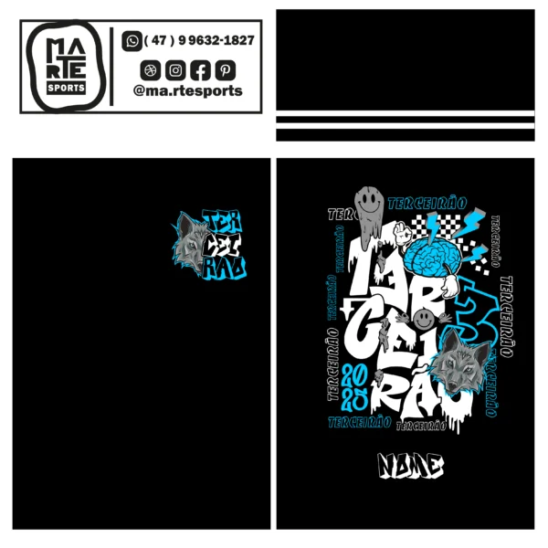 Arte Estampa Camisa Terceirão Lobo Cinza - Image 2
