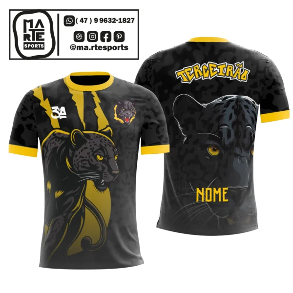 Arte Estampa Camisa Terceirão Onça Tigre Pantera Dourada