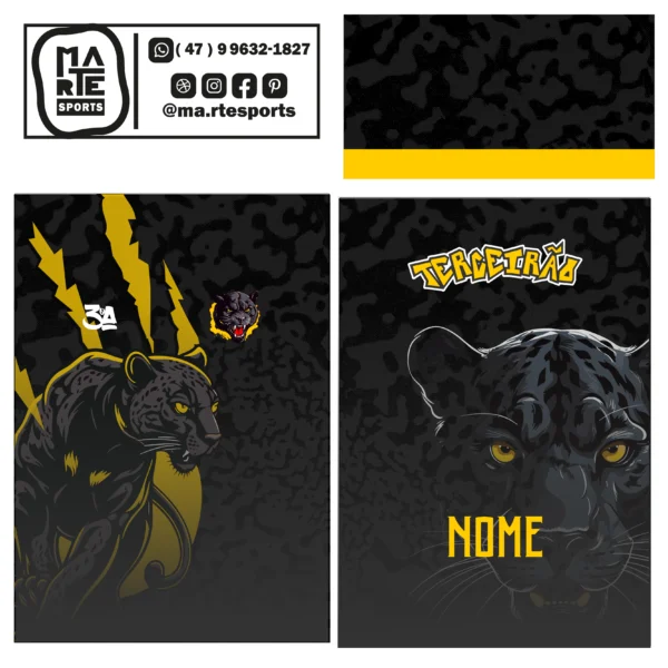 Arte Estampa Camisa Terceirão Onça Tigre Pantera Dourada - Imagem 2