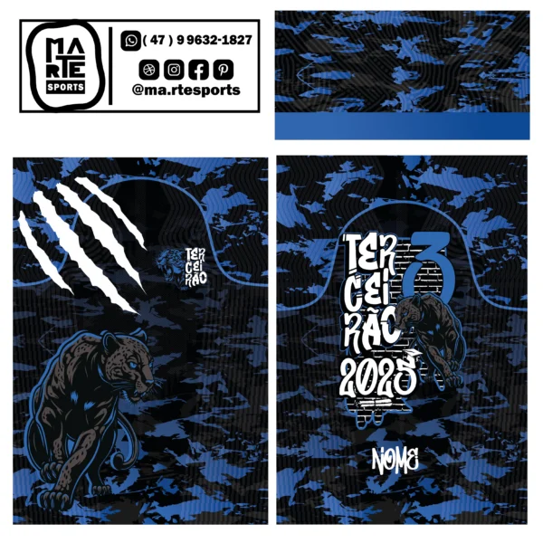 Arte Estampa Camisa Terceirão Pantera Blue - Imagem 2