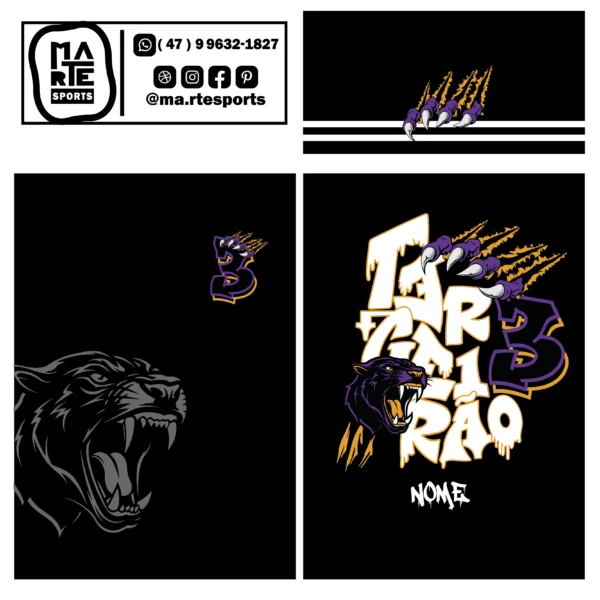 Arte Estampa Camisa Terceirão Tigre Pantera Garra - Imagem 2
