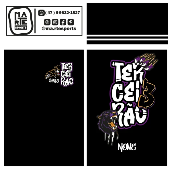 Arte Estampa Camisa Terceirão Tigre Pantera Onça Garra - Imagem 2